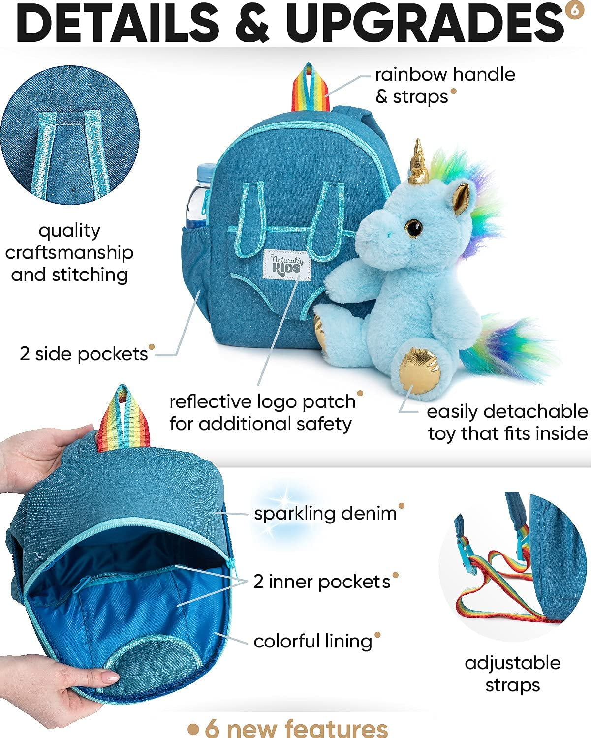 🦄 Kids' Unicorn Backpack & Plush Unicorn Toy — MEDIUM – 🦖 Naturally KIDS  backpacks with plush dinosaur toys & unicorn gifts 🦄