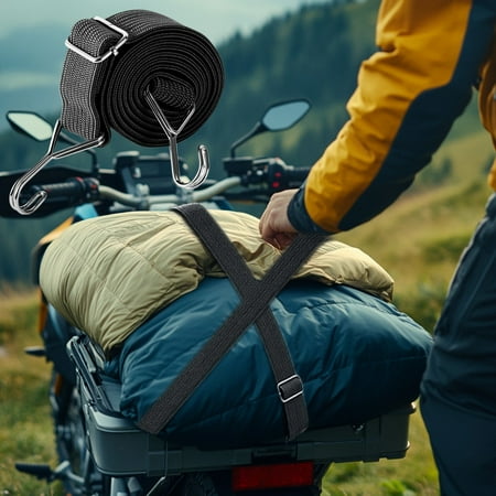 JZCHUNTOY Motorcycle Tie Down Strap 1Pc Black Adjustable Elastic Bungee Strap Super Tension High Strength Heavy Duty Rope for Cargo Transport Luggage Fixing