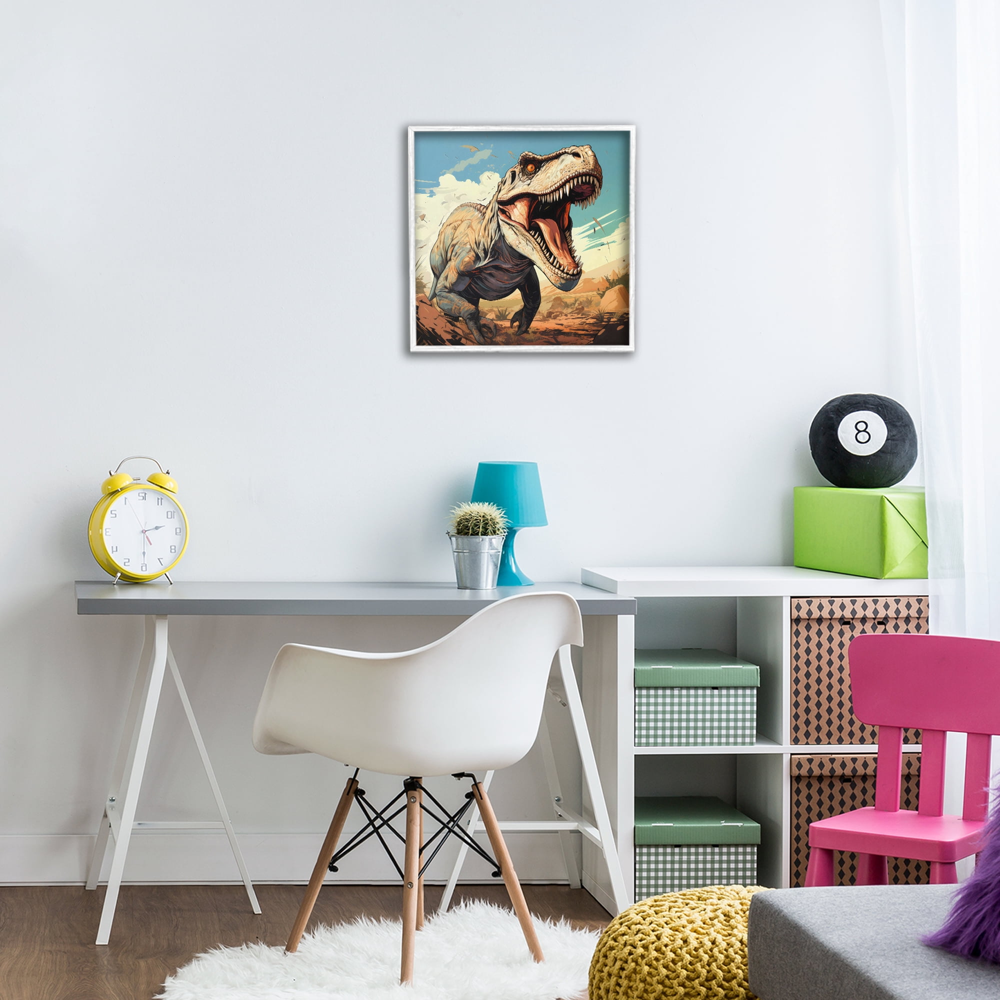 Stupell Industries Velociraptor Desert Sunset White Framed Giclee Art, design by Creative Studio