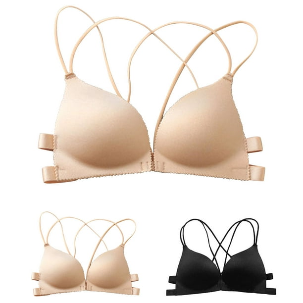 Push Up Bra No Wire Women Front Clasped Type Breathable Bra with Shoulder  Straps Women lingerie