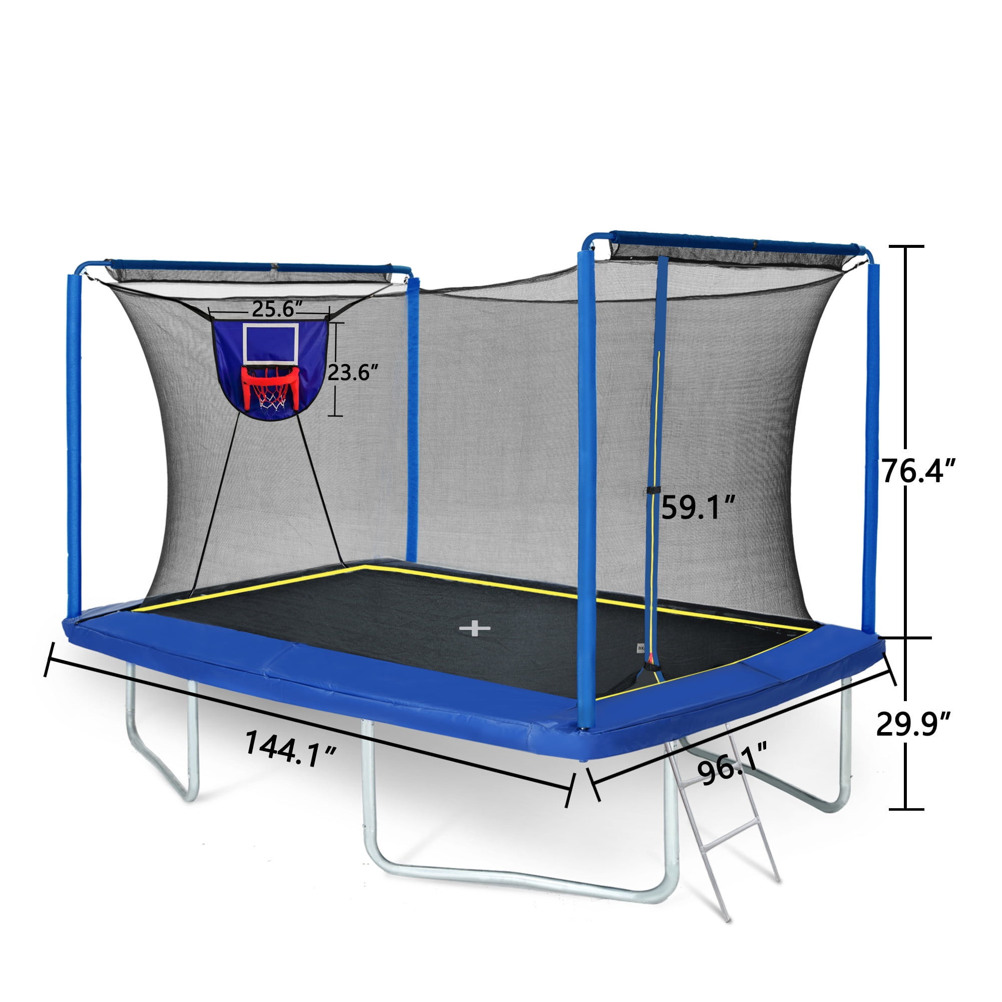 8X12FT Rectangular Trampoline with Enclosure Net, SEGMART Big Outdoor Rectangle Trampoline with Basketball Hoop, Large Square Trampoline 1322LBS Weight Capacity with Storage Bag for Kids, Adults