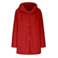 thumbnail image 6 of BangWanChi Women's Winter Long Sleeve Hooded Coats Warm Jacket Solid Color Button Top Coat, 6 of 6