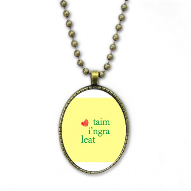 Irish Mandarin I Love You Text Simple Necklace Vintage Chain Bead Pendant Jewelry Collection