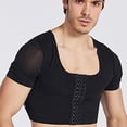 thumbnail image 5 of NoxwB Men's Compression Corset Vest Workout Back Support Shapewear Top Slimming Undershirt Short Sleeve Crop Tees Shirt Black L, 5 of 7