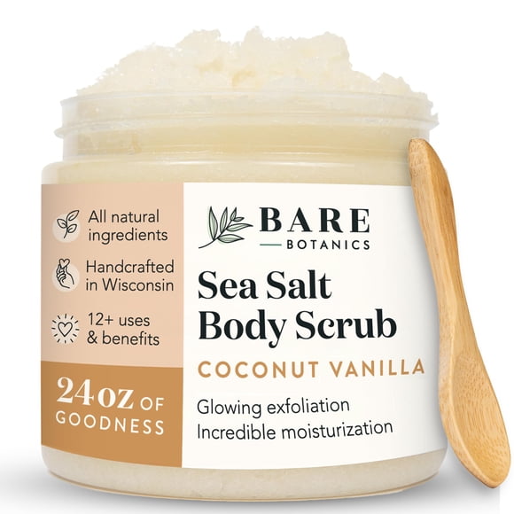 Exfoliante corporal Bare Botanics, coco y vainilla, 700 ml, vegano