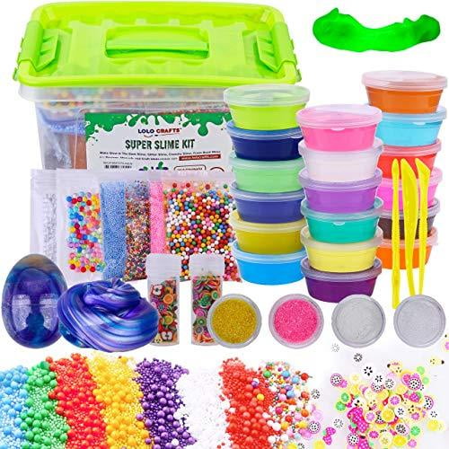 Neon DIY ‘Make Your Own’ SLIME Kit Kids Christmas Toy Glitter Glow Foam Beads 