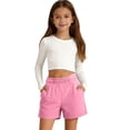 thumbnail image 4 of Byoo Little Boys Burgundy Casual Sweat Shorts Elastic Waist Comfortable Everyday Wear Shorts,Light Pink, 4 of 4