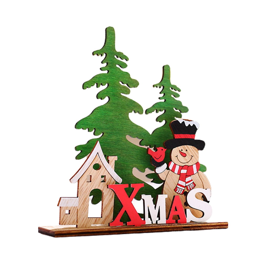 Christmas Tree Elk Santa DIY Craft Wooden Desktop Decor Xmas Party Ornament Gift 