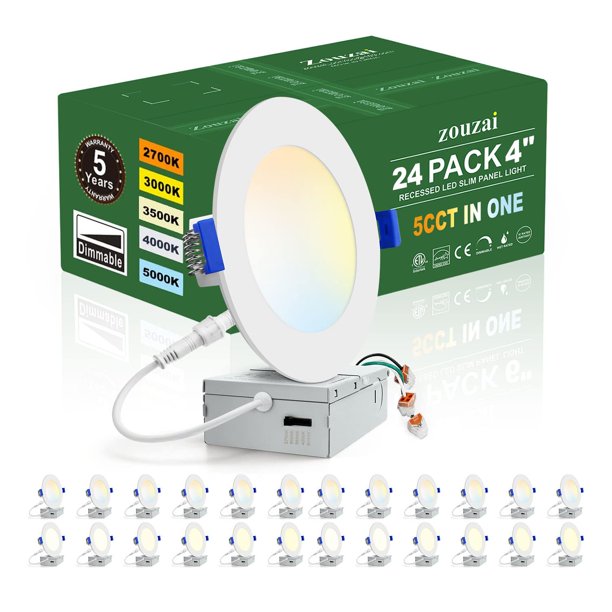 Luminaria zouzai, paquete de 24, LED regulable de 4" con 5 temperaturas de color