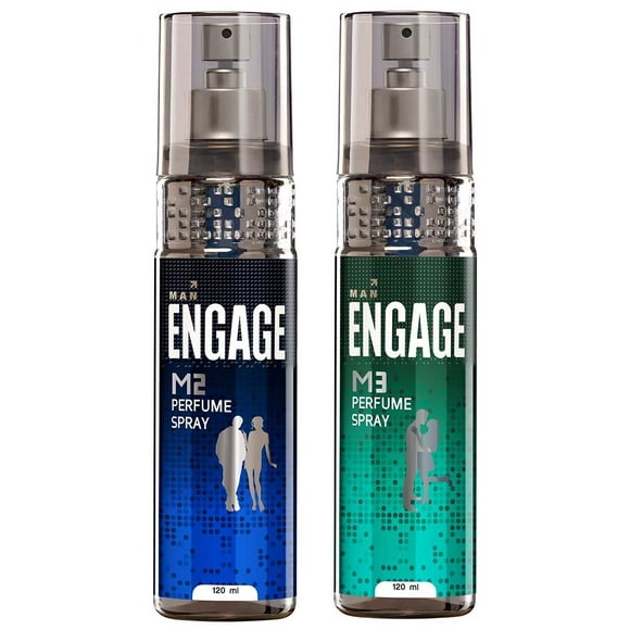 Engage M3 + M2 Perfume Spray For Men Pack Of 2X 120ml - 4.05 Fl.oz. Each | With Fresh, Minty, Citrus & Lavender Notes | Skin Friendly Perfume For Boys - Long Lasting Smell, No Gas