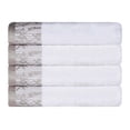 thumbnail image 2 of BNM Cotton Floral Border Bath Towel Set of 4, White, 2 of 7