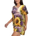 thumbnail image 2 of Lsque Daisy Sunflower Lazy Cat Women's Short-Sleeved Pajama Set - 2 Piece Soft and Lightweight Sleepwear Set-3X-Large, 2 of 9