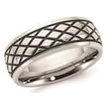 thumbnail image 1 of Mens Stainless Steel 8mm Polished Checkered Pattern Ring, 1 of 4
