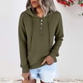 thumbnail image 2 of ManxiVoo Ladies Slim Fit Button Detail Hooded Sweatshirt for Autumn and Winter Comfort Wear L Size Green, 2 of 9