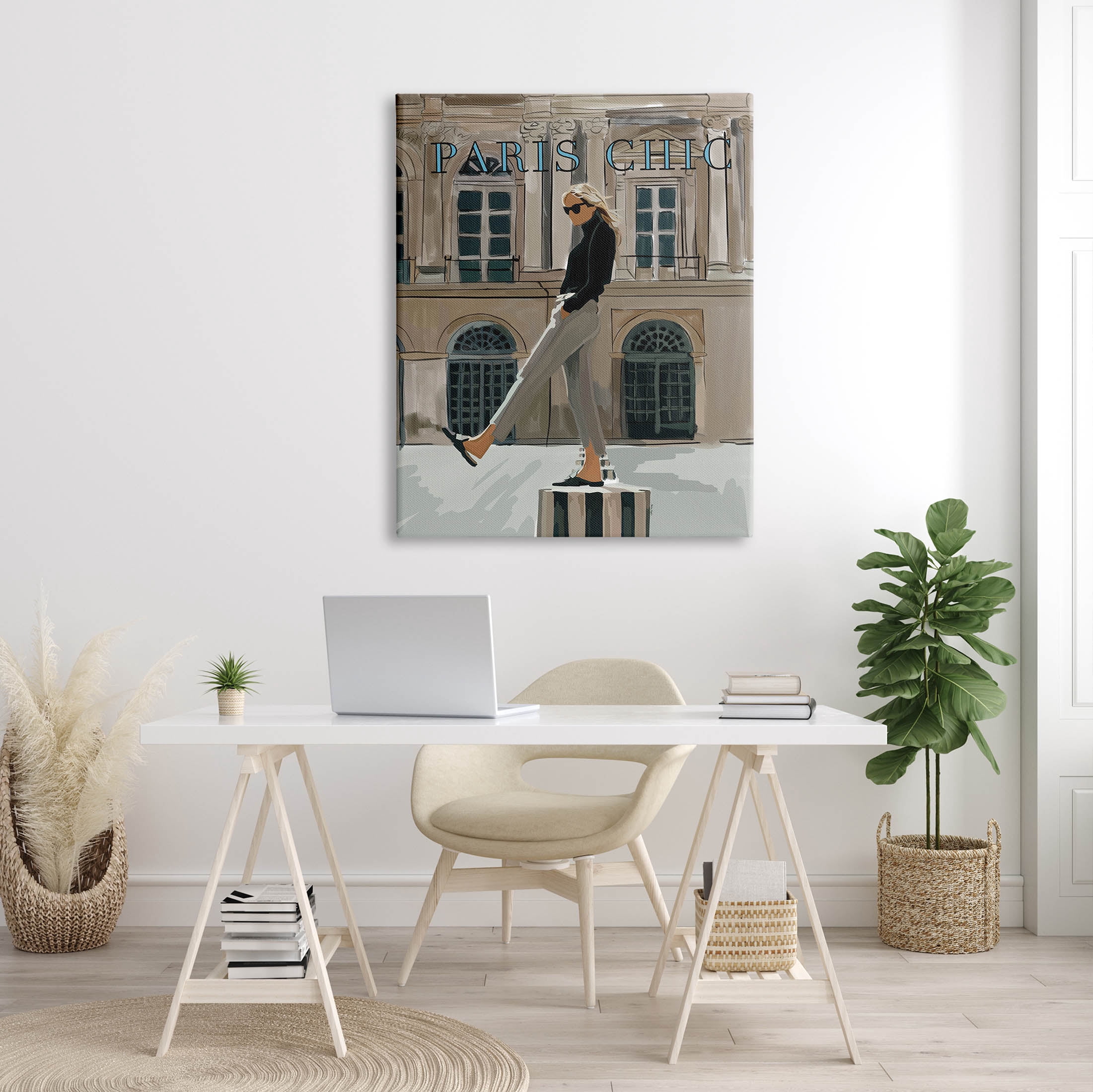 Stupell Industries Paris Chic Trendy Woman Architecture Graphic Art Gallery Wrapped Canvas Print Wall Art, Design by Amelia Noyes