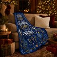 thumbnail image 3 of Tradition Lights the Night Quote with Menorah Candles and Dreidel, Classic Blue Gold Hanukkah Art, Ornate Leaf Motif Warm Flannel Blanket, Housewarming Gift for Living Room Home Decor, 3 of 9