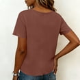 thumbnail image 4 of MaFYtyTPR Women Summer V-Neck Shirts Solid Color Cotton Linen Fashionable Button Loose Comfortable Tops A-Bronze XXL, 4 of 5