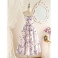 thumbnail image 6 of Apricot Floral Midi Dress With Pockets Vintage Cottagecore Sweetheart Neckline Summer Casual Wedding Guest, 6 of 8