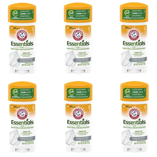 Desodorante Arm & Hammer Essentials Solid, sin perfume, 75 ml, paquete de 6