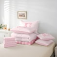 thumbnail image 4 of Erosebridal Princess Bow Bedding Sets Full Size, Pink Buffalo Comforter Sets with Sheets, Initial E Letter Decor, Reversible 7-Piece, 4 of 5