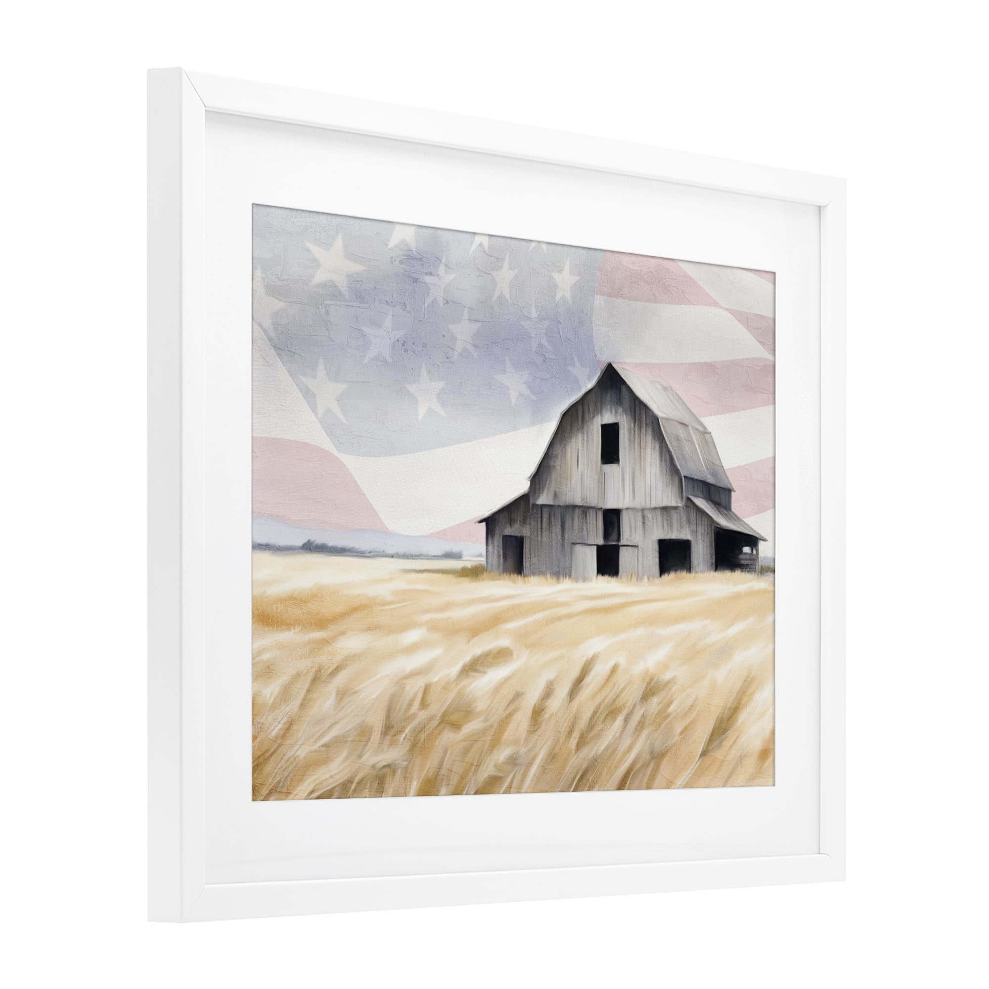 Stupell Industries Amber Waves of Farmland White Framed Print Under Glass, design by Kim Allen