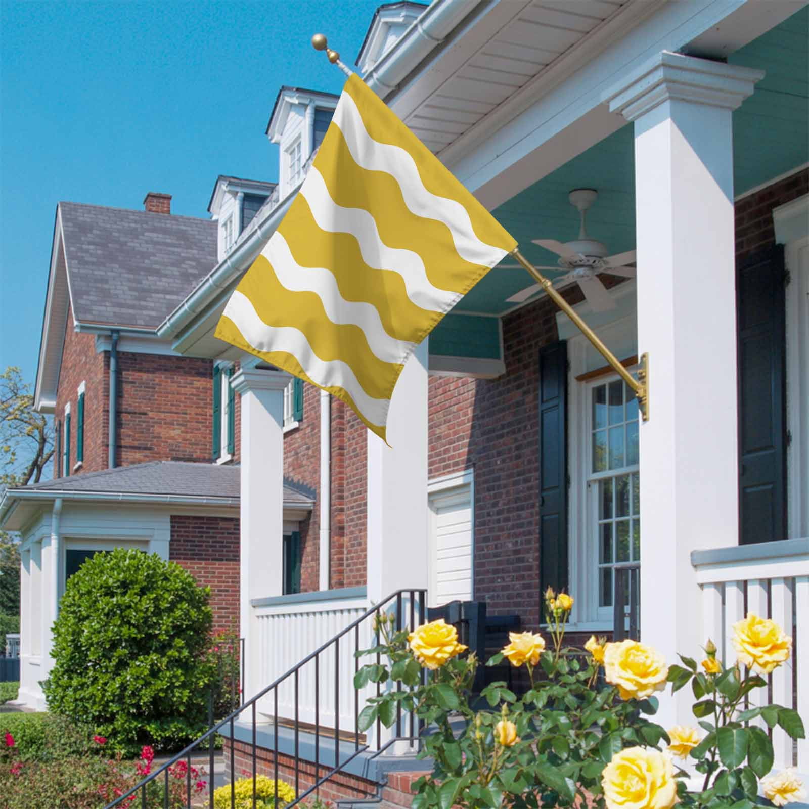 Yellow Wavy House Flag 28 x 40 Inches, Stripes Weather Proof Outdoor Patio Flags Double Sided Small House Decoration for Yard Lawn Outside Home