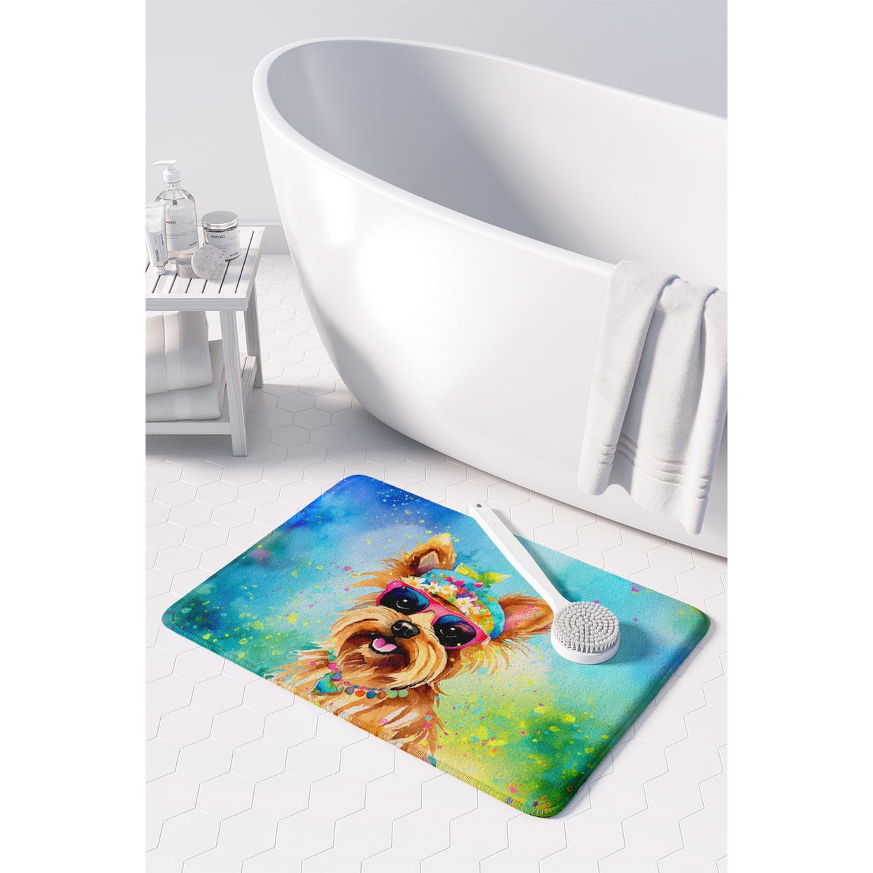 Yorkshire Terrier Hippie Dawg Memory Foam Kitchen Mat