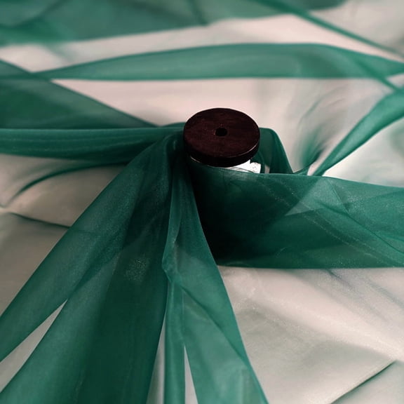 ERDOUY 1 Yard × 60" Wide Bridal White Sheer Organza Tulle Fabric Roll, The Yard for Fashion Dress Sewing, Wedding Party Decor & Event Backdrops,Dark Green