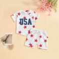 thumbnail image 2 of Xudanell Baby Boy Girl 4th of July Outfit Toddler Independence Day Clothes Infant Usa Shirt and Star Shorts Set White 3-4 Years, 2 of 6
