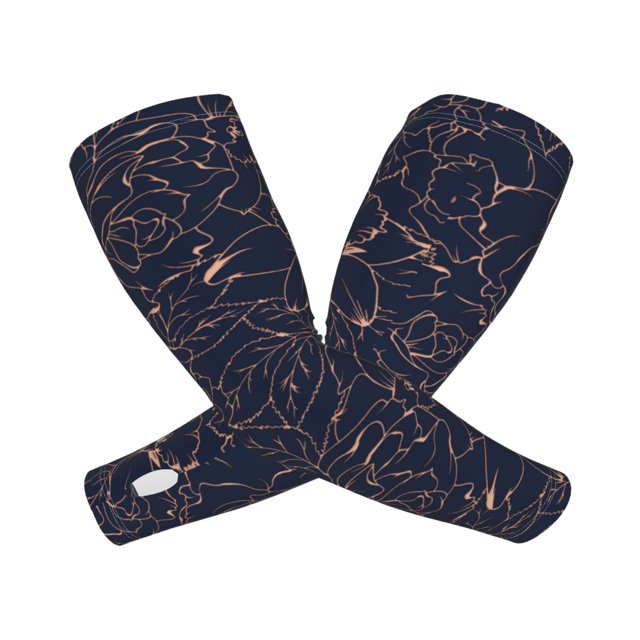 Balery Copper-Gold Gloss Outline Flower Mangas Refrescantes para Brazos para Hombre y Mujer – Transpirables y Absorbentes de Humedad para Mujeres, Hombres y Niños