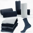 thumbnail image 1 of Calcetines de algodón de fibra de bambú de otoño e invierno, calcetines de tubo para hombre, doble aguja, flor oscura, pequeños cuadrados, aumentan el negocio, 1 of 4