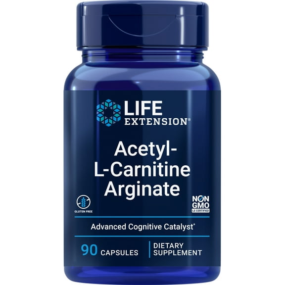 Life Extension Acetyl-L-Carnitine Arginate - For Cell Energy & Brain Health Support - Gluten-Free, Non-GMO - 90 Capsules