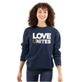 thumbnail image 3 of Love Unites Upside Down Rainbow Sweatshirt for Men or Women Brisco Brands S, 3 of 6