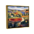 thumbnail image 3 of Modern Countryside Farm Town Landscape Painting Metallic Gold Framed Art Print Wall Art, 3 of 6
