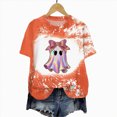 thumbnail image 6 of TOWED22 Womens Halloween Bow Graphic Oversized Shirts Spooky Season Tee Short Sleeve Bleached Tops(Orange,M), 6 of 7