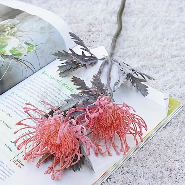 Un crisantemo artificial (2 flores) - Ideal for bodas, compromisos y decoración del hogar | Arreglo floral de plástico multifuncional