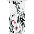 thumbnail image 3 of Japanese Stall Shower Curtain, Natural Bamboo Stems Cherry Blossom Japanese Inspired Folk Print, Fabric Bathroom Decor Set with Hooks, 36" W x 72" L, Dark Green Fuchsia, 3 of 3