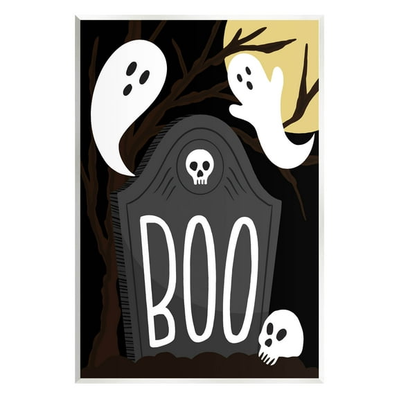 Stupell Industries Boo Haunted Night Gravestone Graphic Art Unframed Art Print Wall Art, Design by Hey Bre! Creative Studio
