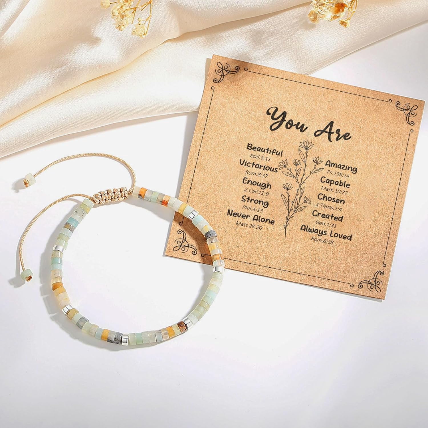 PJRYC Inspirational Gifts Healing Natural Stone Bracelets-Thinking of You,Get Well Soon Encouragement Gifts Strength Bracelets for Women Friends Sister,Christmas Stocking Stuffers Thanksgiving Basket