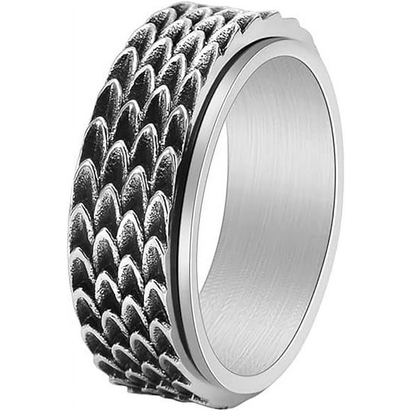 Dragon Scale Anxiety Ring for Men Cool Stainless Steel Snake Dragon Scales Spinner Rings Fidget Ring Mens Ring Gift