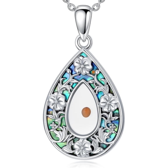 Dorunmo Mustard Seed Necklace for Women 925 Sterling Silver Mustard Seed Faith Filigree Flower Teardrop Pendant Necklace Religious Christian Jewelry Gifts for Girlfriend Her