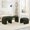 Dark Green + Teddy + Foam, variant on Set of 3 U-Shaped Ottoman Stools, Modern Bench with Teddy Fabric for Entryway Bedroom Living Room, Extra Seating and Footrest, Cream