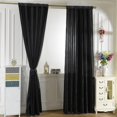 thumbnail image 2 of 1pc Pure Satin Window Curtain Room Half Shading Drape Curtains (Black), 2 of 4
