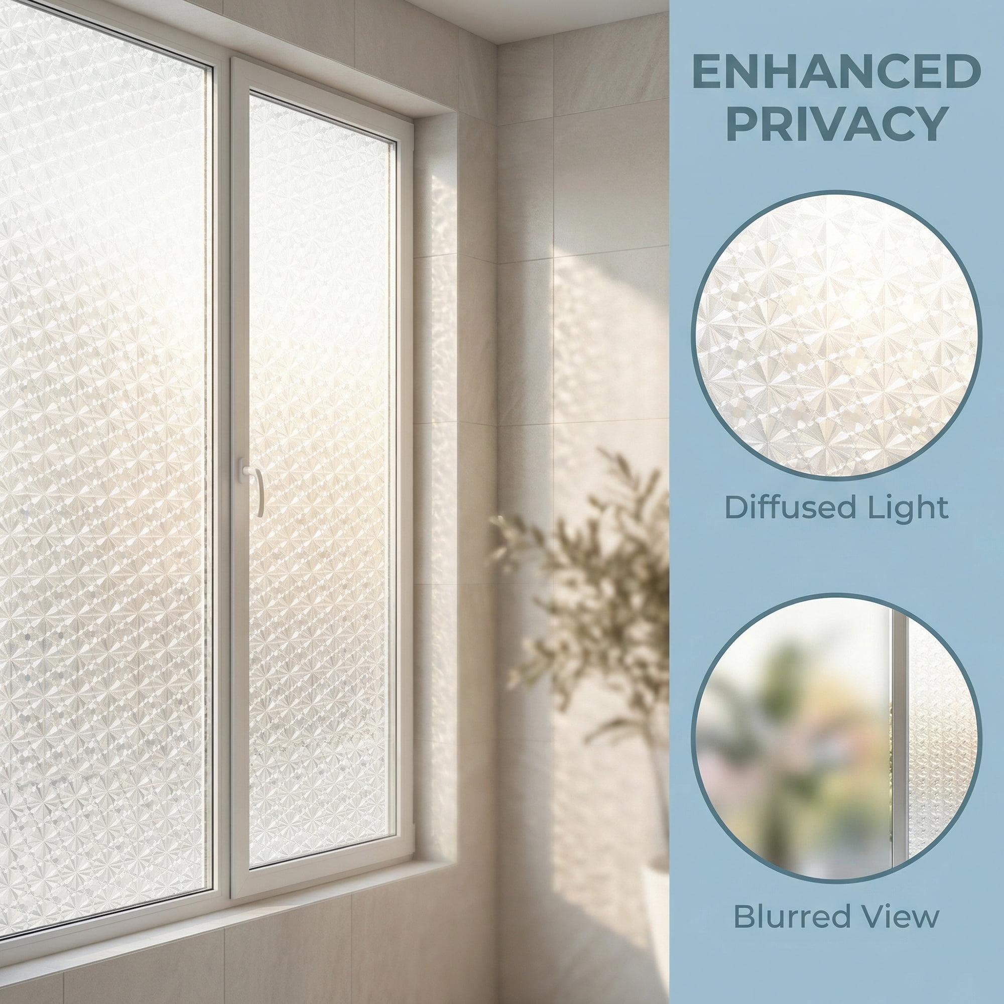 Unique Bargains Decorative Static Cling Window Privacy Film Silver 39.4" x 23.6"