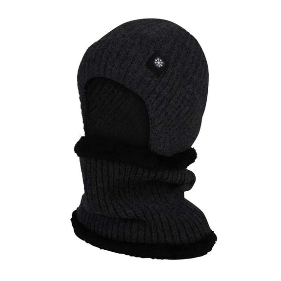 AWZXDE Winter Hats For Men Thick Lined Knit Hat And Scarf Set Neck Warmer For Older Men Warm Cap Black