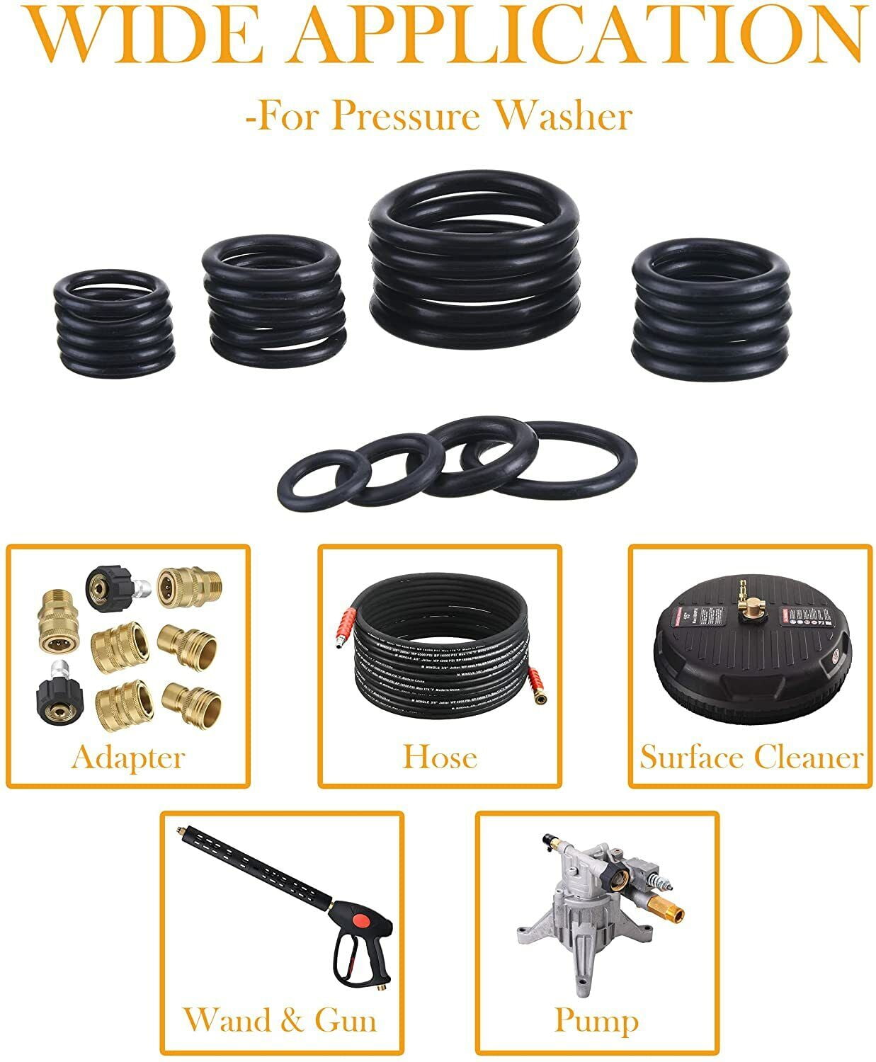 100 x High Pressure Washer O Ring Kit for Power Washer Pump Coupler