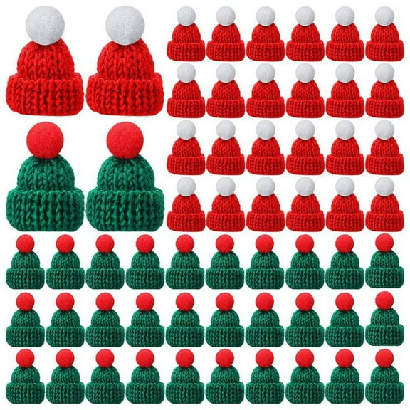 NEW 150 Pcs Cute Doll Hats Christmas Knit Hat Wool Yarn Mini Top for Crafts Small Knitting Hair Accessories