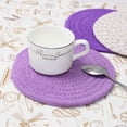 thumbnail image 3 of 3 Pieces Round Thread Weave Coaster Washable Heat Resistant Non-slip Braided Drink Hot Pad Pot Holders Absorbent Woven Coaster for Kitchen Cooking Dinning,7 Inches Diameter - Purple, 3 of 6