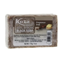 Kuza 100% African Black Soap Fragrance Free - 4 oz (Packaging May Vary)