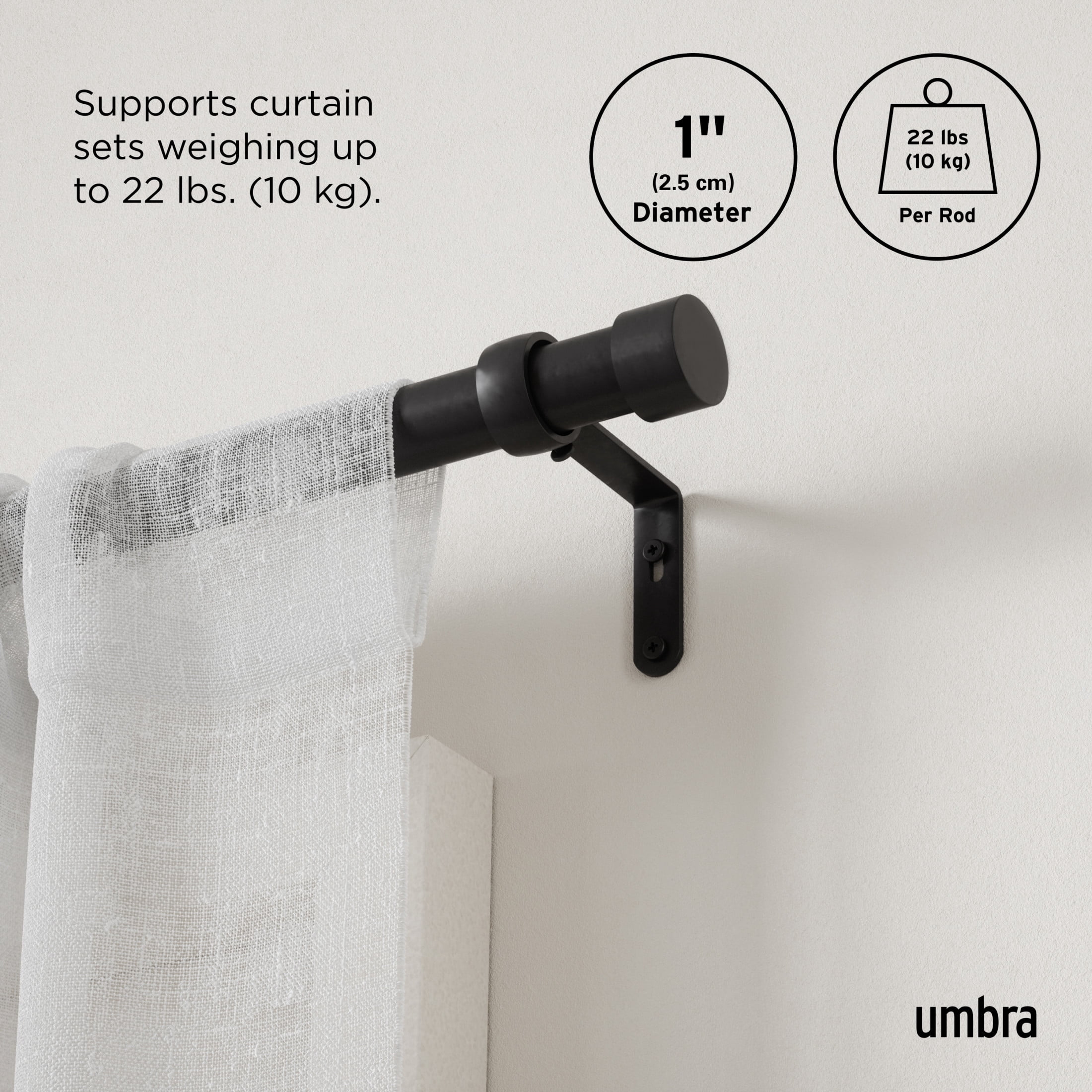 Umbra Cappa Expandable Single Curtain Rod 120-180"